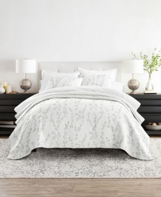 ienjoy Home комплект из 3-х легких покрывал Sprouting Vines Stripe, реверсивный, King/California King