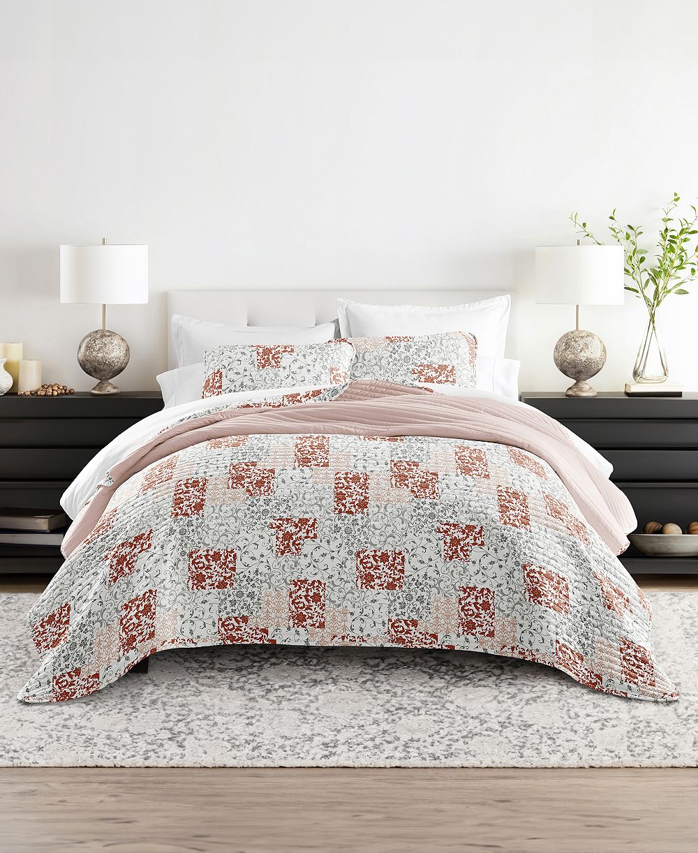 ienjoy Home Scrolled Patchwork Reversible 3-Pc. Lightweight Quilt Set, King/California King