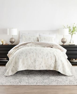ienjoy Home комплект из 3 легких стеганых покрывал, акварельные листья и полоска, King/California King