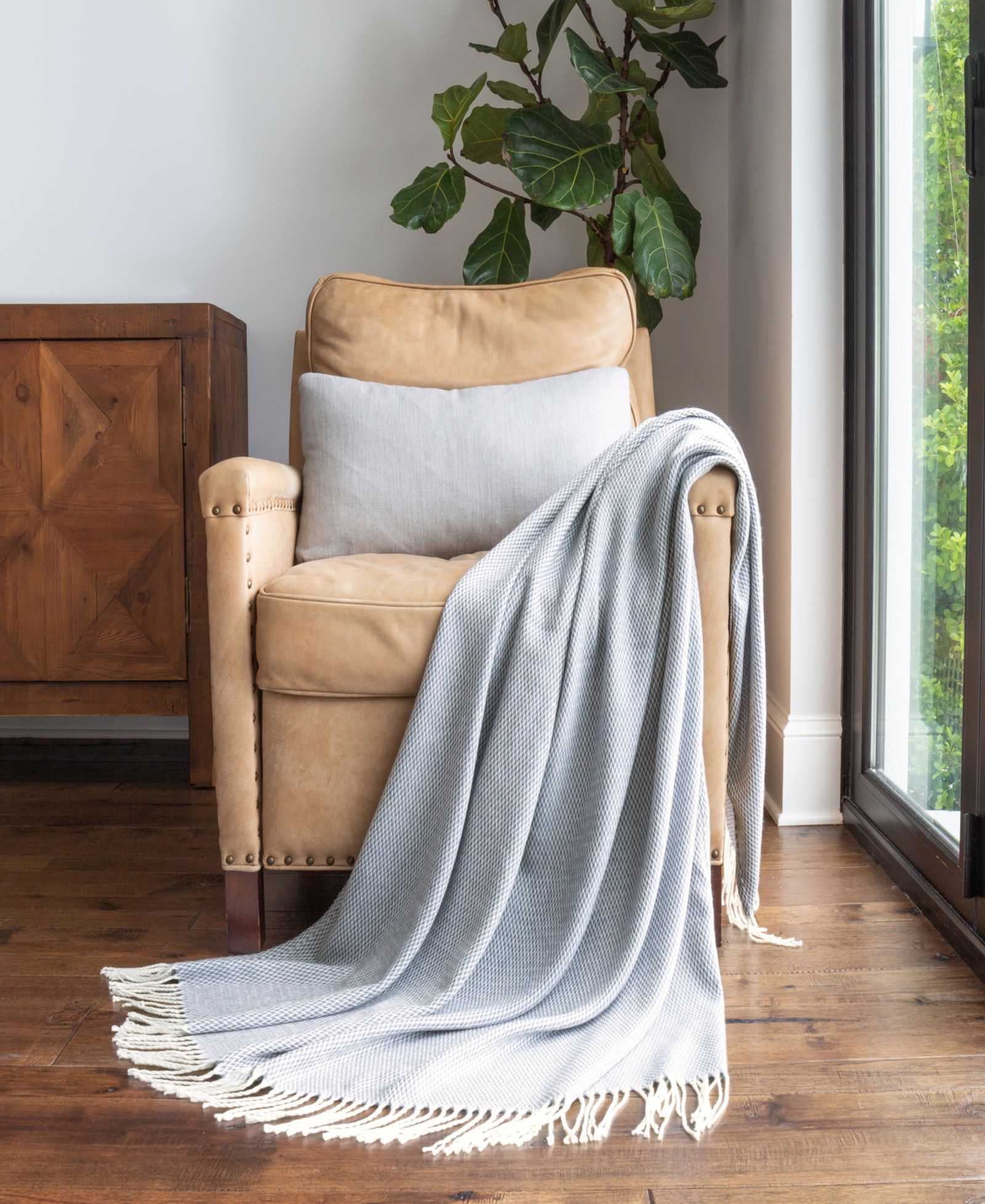 ienjoy Home Herringbone Lightweight Fringed Throw, 60" x 50"