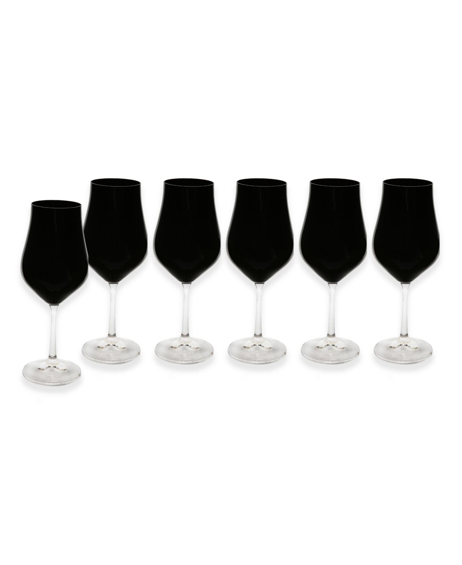 Black Wine Glasses with Stem 9", Set of 6