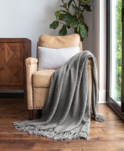 ienjoy Home Легкий декоративный плед с бахромой из пряжи slub-yarn, 60" x 50"