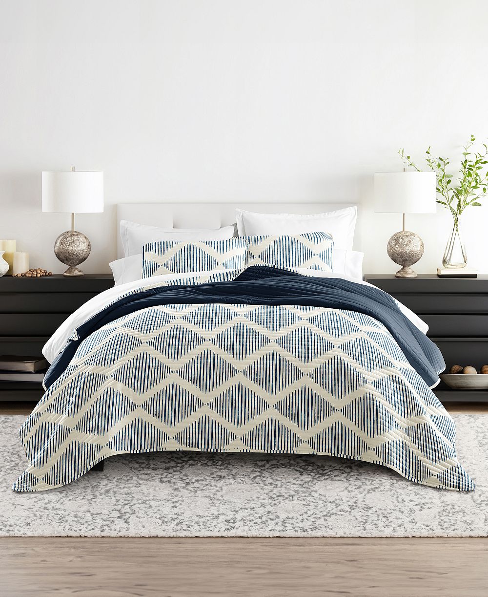 ienjoy Home Distressed Diamond Reversible 3-Pc. Lightweight Quilt Set, Full/Queen