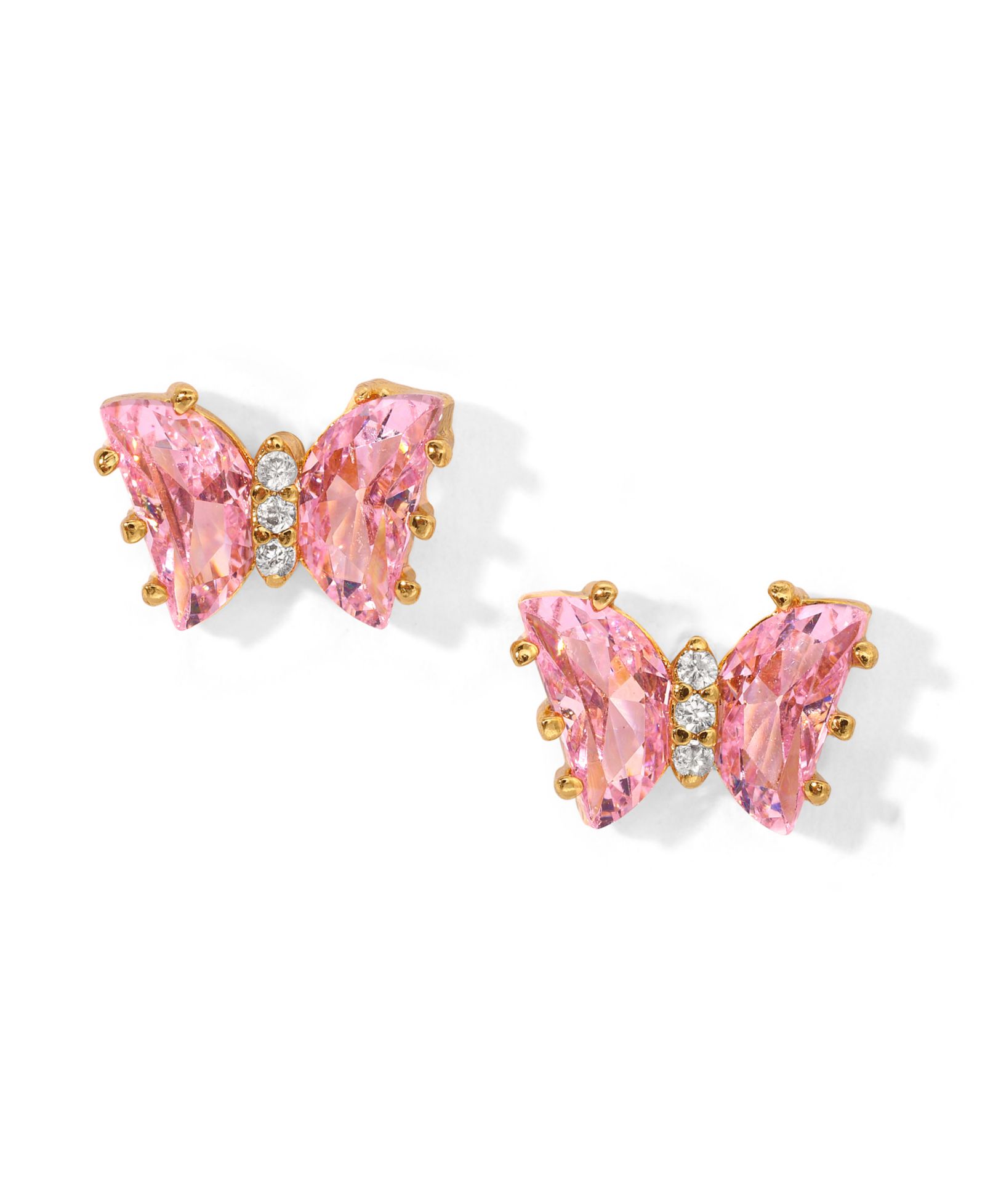 Серьги-гвоздики Girls Crew Pink Faux Cubic Zirconia Butterfly