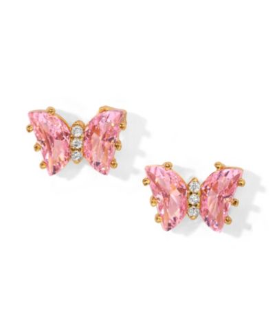 Серьги-гвоздики Girls Crew Pink Faux Cubic Zirconia Butterfly