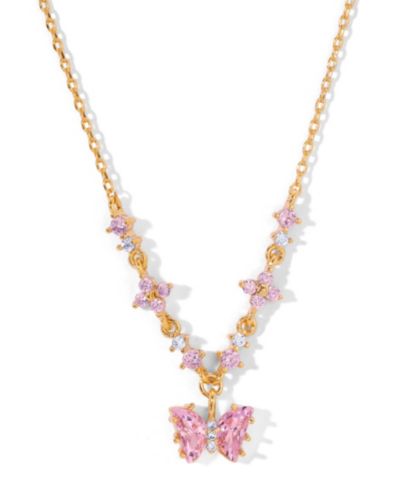 Ожерелье Girls Crew Pink Faux Cubic Zirconia Flutter Love Butterfly