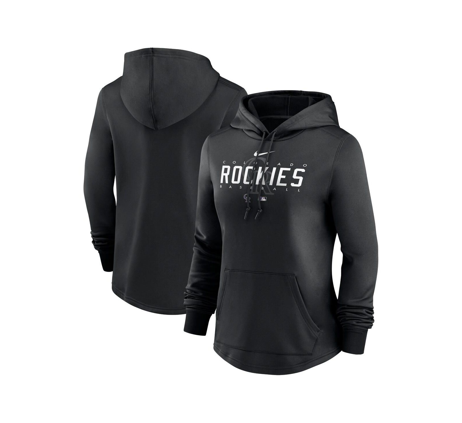 Women's Nike Black Colorado Rockies Authentic Collection Pregame Performance Pullover Hoodie