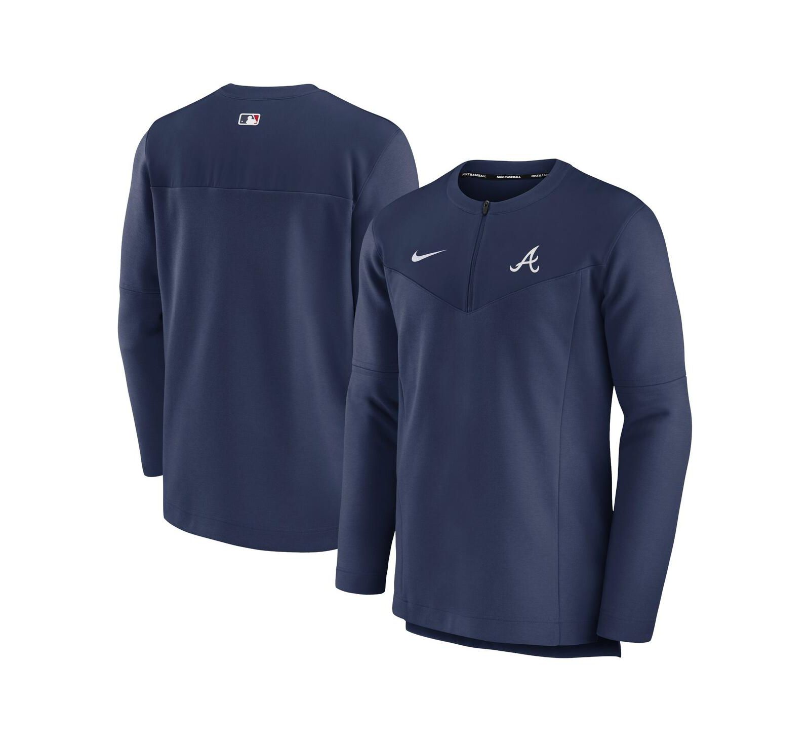 Men's Nike Navy Atlanta Braves Authentic Collection Game Time Performance Half-Zip Top