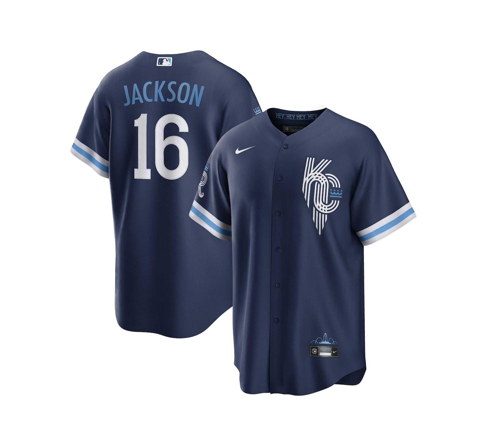 Nike Мужская джерси игрока Nike Bo Jackson, темно-синяя, Kansas City Royals City Connect Replica