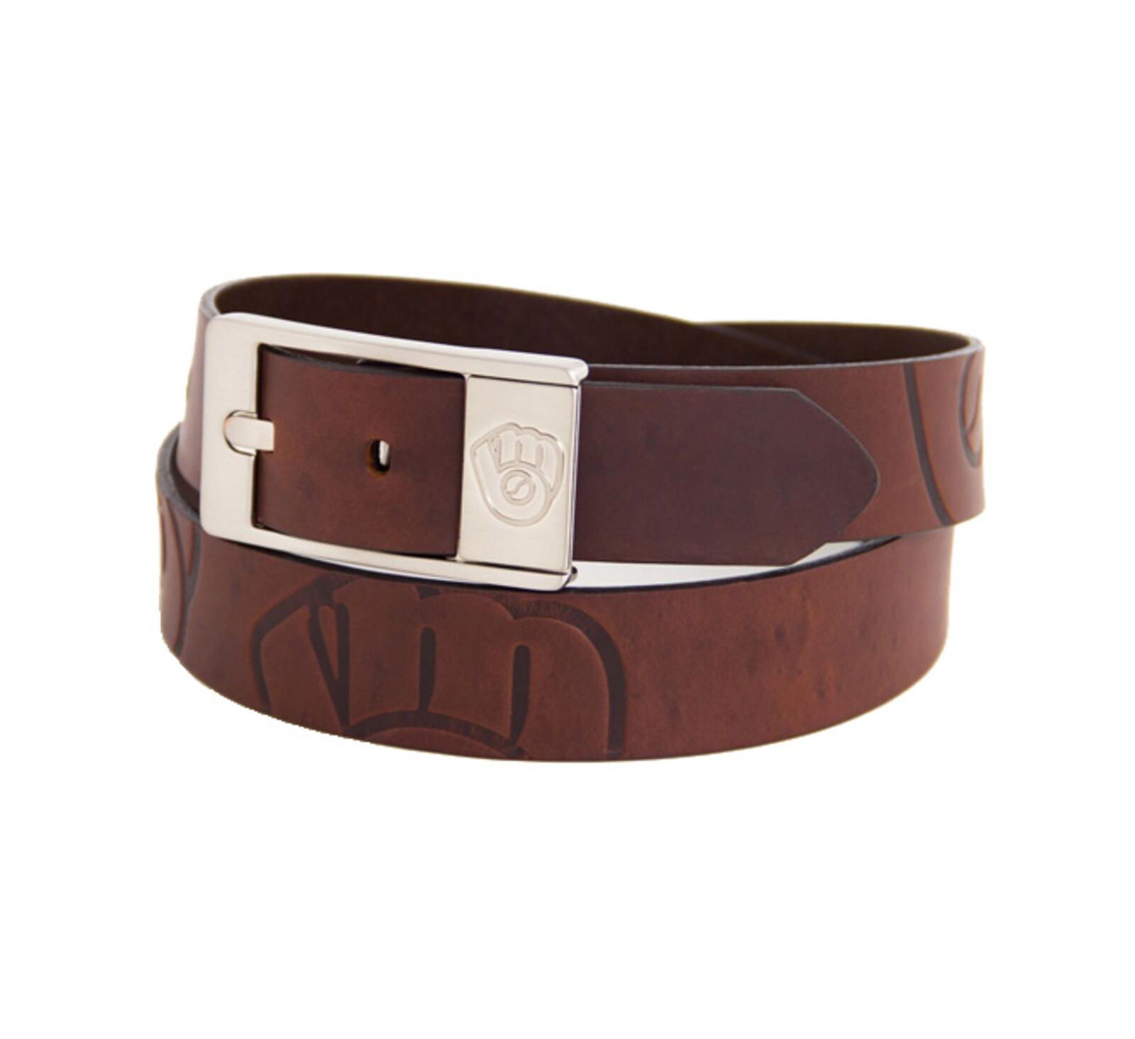 Мужской кожаный ремень Eagles Wings Brown Milwaukee Brewers Brandish