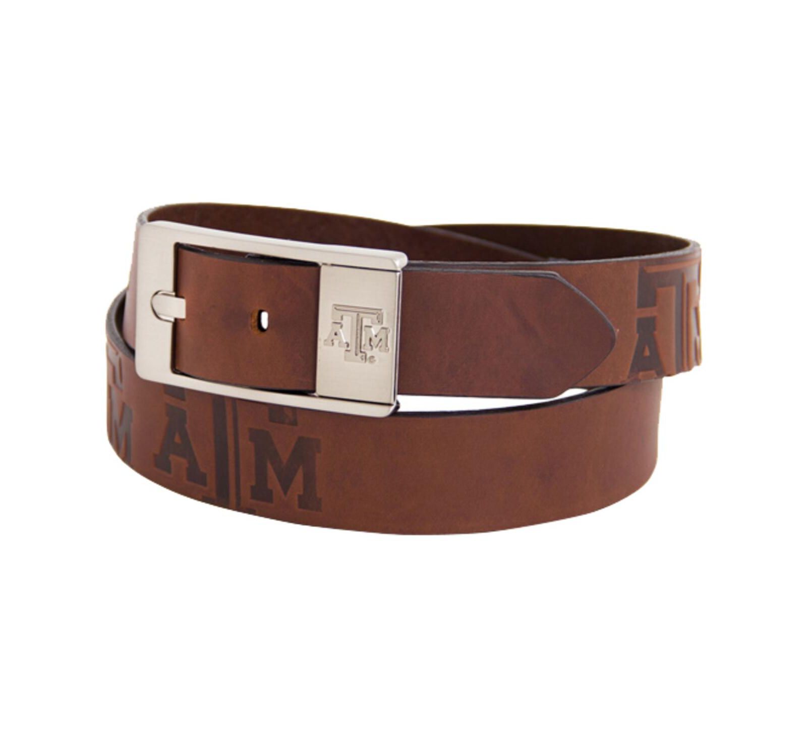 Мужской кожаный ремень Eagles Wings Texas A&M Aggies Brandish Brown