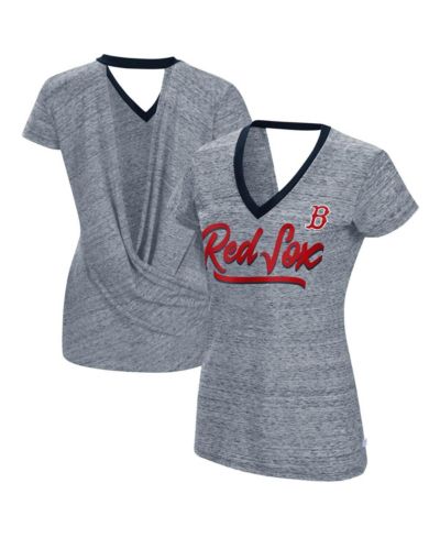 Женская футболка Touch Gray Boston Red Sox Halftime Back Wrap V-Neck