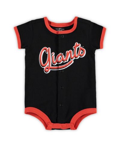Newborn and Infant Boys and Girls Black San Francisco Giants Stripe Power Hitter Romper
