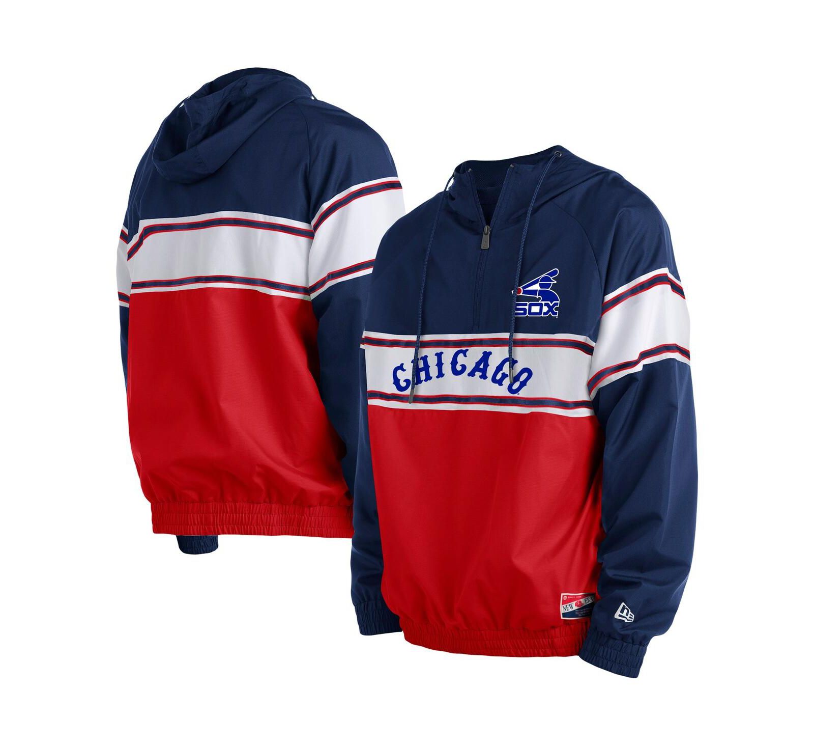 Men's New Era Navy Chicago White Sox Ripstop Raglan Quarter-Zip Hoodie