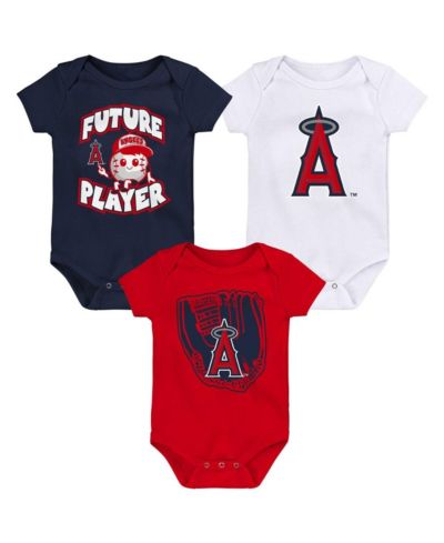 Newborn and Infant Boys and Girls Navy, Red, White Los Angeles Angels Minor League Player Three-Pack Bodysuit Set