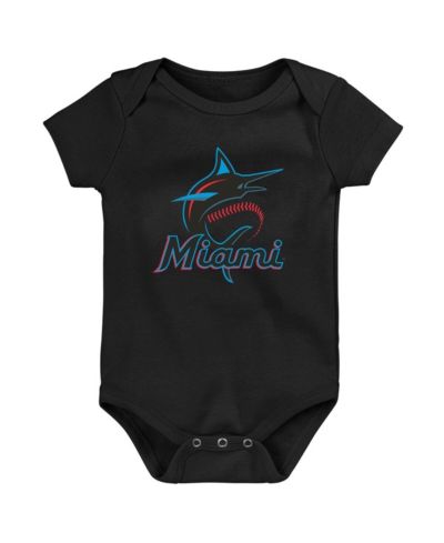 Newborn and Infant Boys and Girls Black Miami Marlins Primary Team Logo Bodysuit