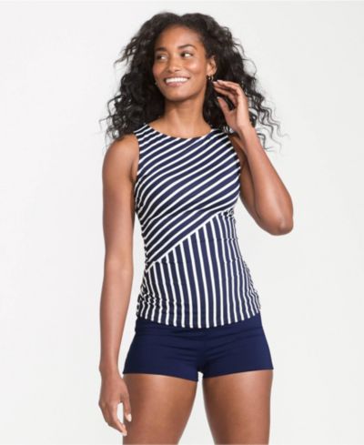 Lands' End Women's High Neck UPF 50 Sun Protection Modest Tankini Swimsuit Top