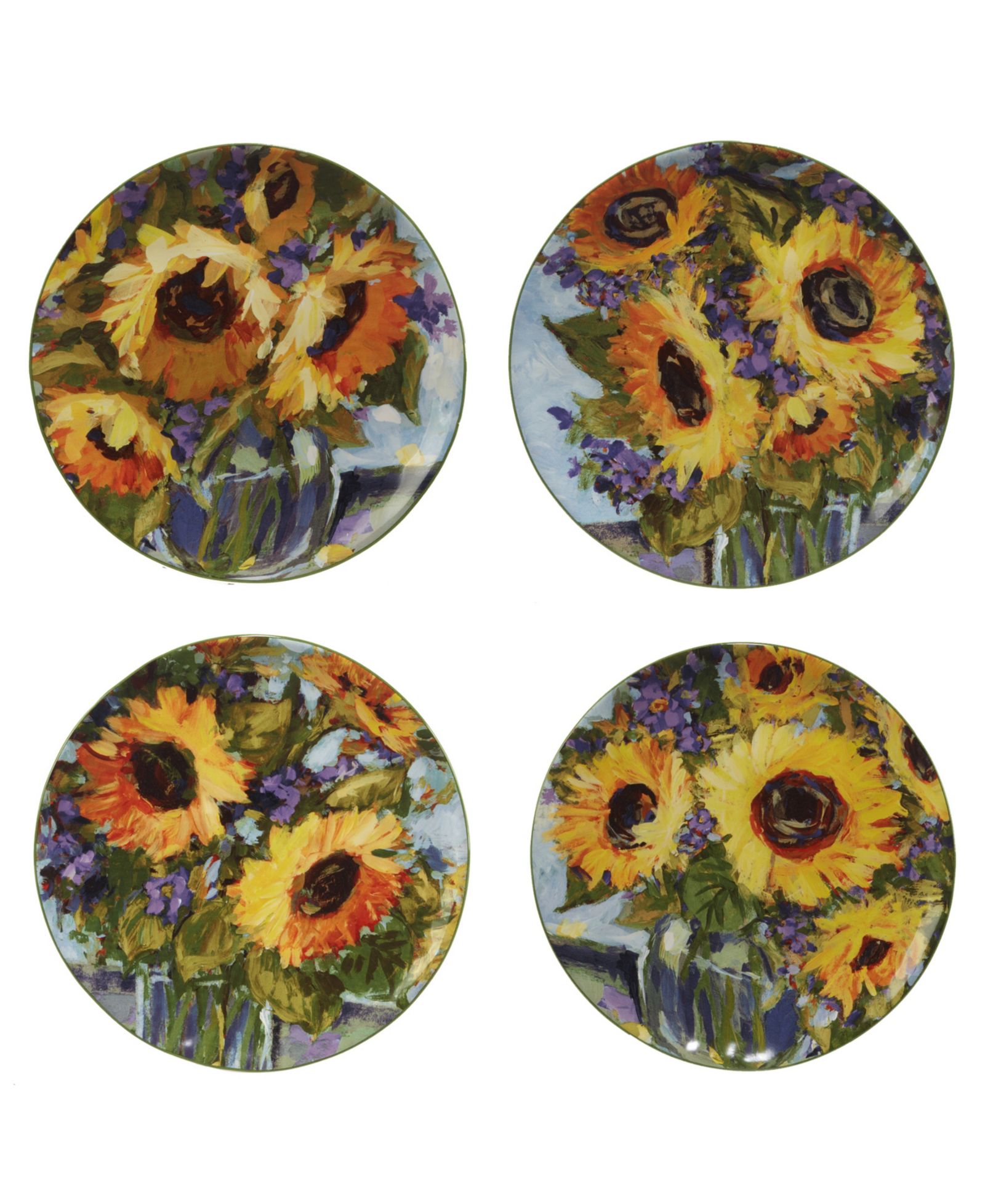 Certified International Sunflower Bouquet Salad Plates, Set of 4