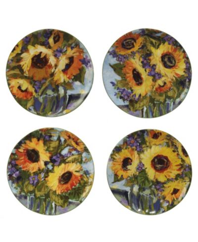 Certified International Sunflower Bouquet Salad Plates, Set of 4