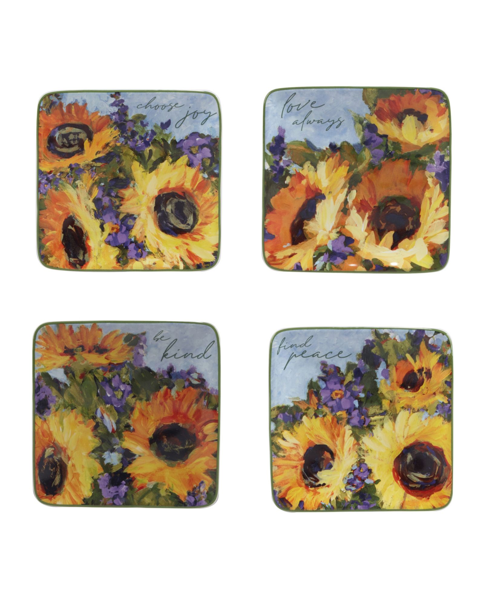 Тарелки для канапе Certified International Sunflower Bouquet, набор 4 шт