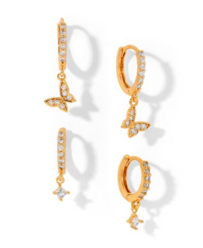 Girls Crew Серьги-кольца с бабочкой Faux Cubic Zirconia Fly with me