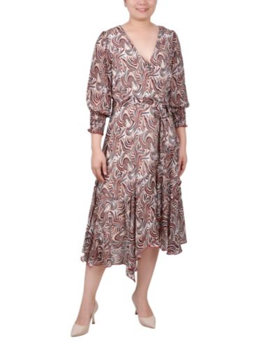 NY Collection Plus Size Платье из шифона с поясом и рукавом 3/4
