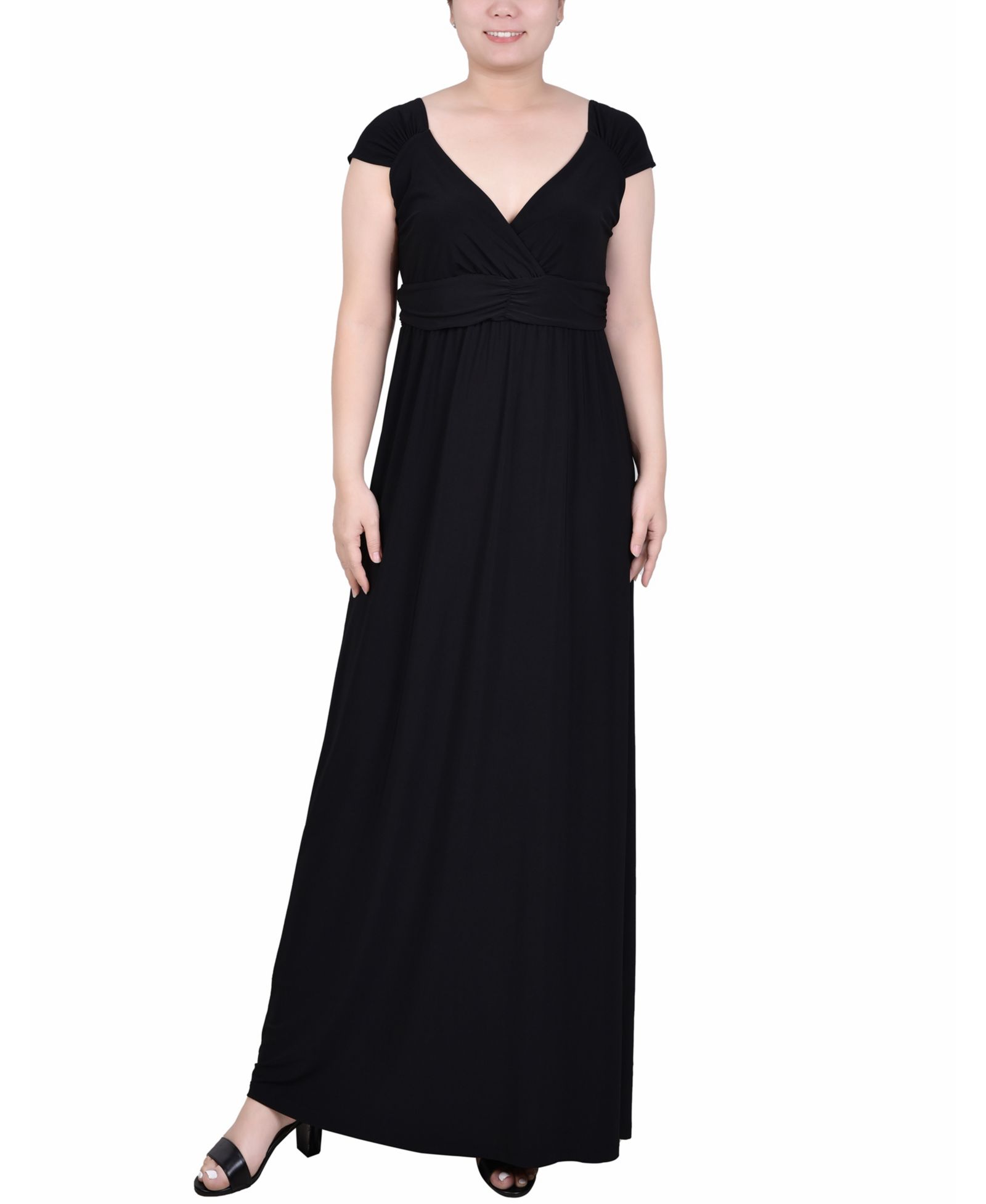 NY Collection Petite Рубашка-макси с драпировкой и завышенной талией