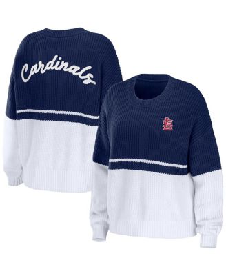 Women's WEAR by Erin Andrews Navy, White St. Louis Cardinals Chunky Pullover Sweater
