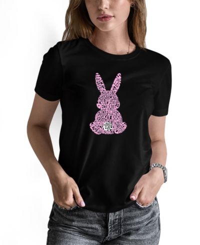 LA Pop Art Women's Word Art Easter Bunny Short Sleeve T-shirt