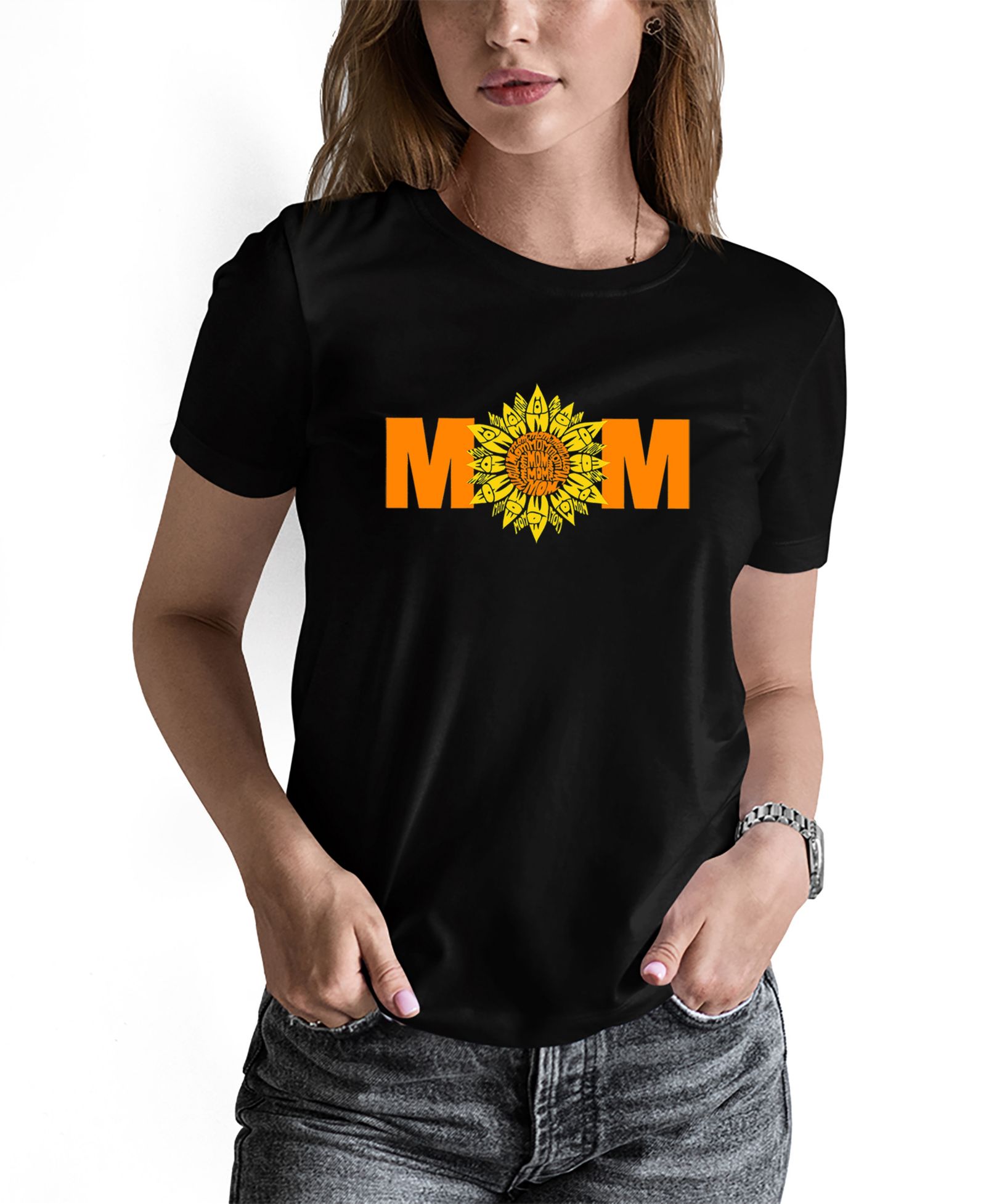Детская футболка LA Pop Art Women's Word Art Mom Sunflower