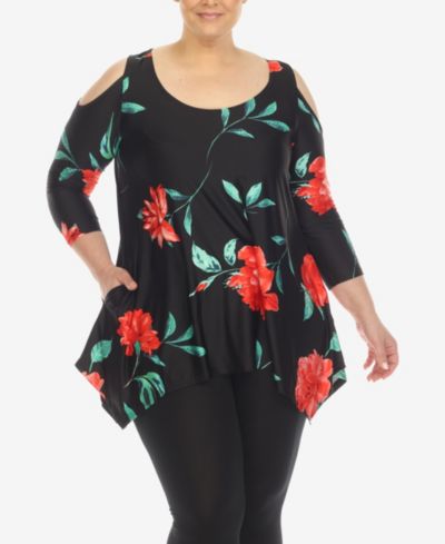 Тюник White Mark Plus Size Floral Printed Cold Shoulder