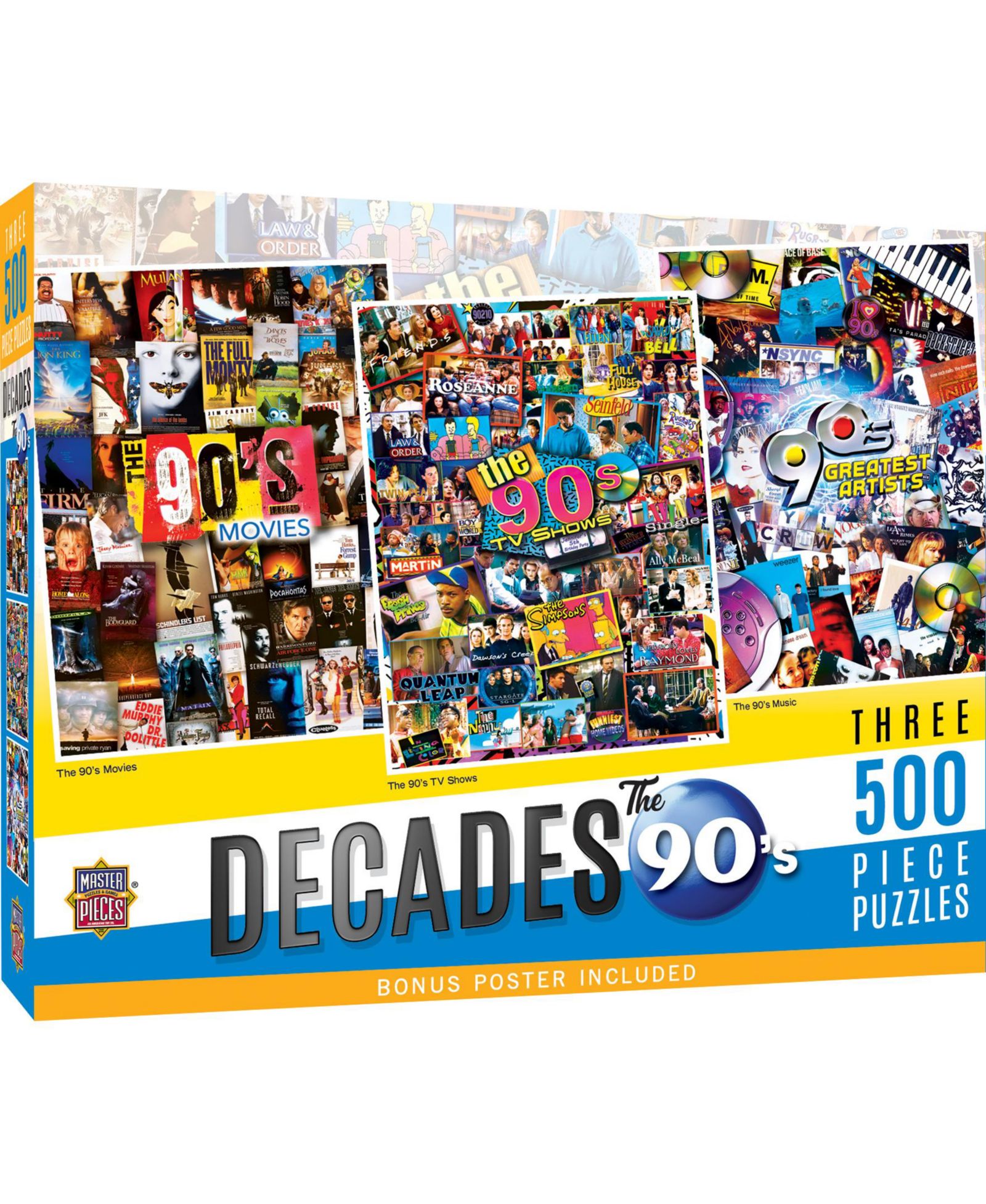 Набор пазлов Decades - The 90's, 3 упаковки по 500 деталей