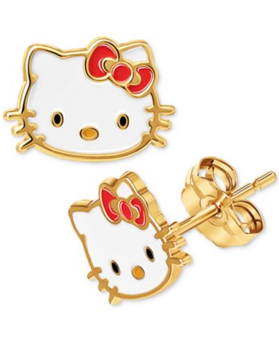 Серьги-гвоздики Hello Kitty Enamel в 10k Gold