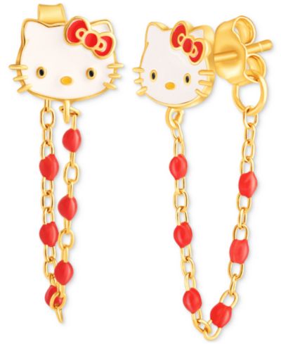 Серьги-подвески Hello Kitty из позолоченного стерлингового серебра