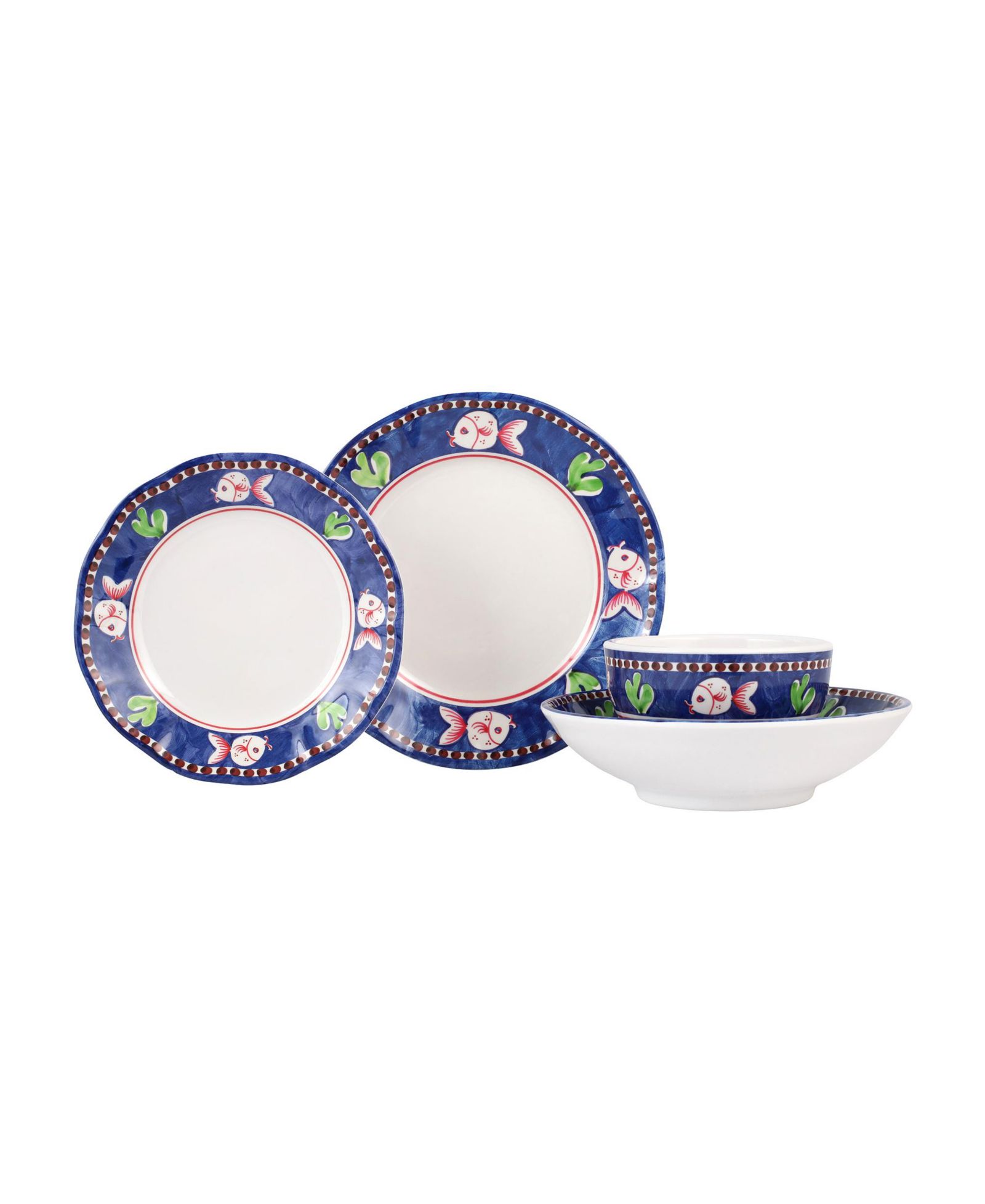 Vietri Melamine Campagna Pesce 4 Piece Place Setting