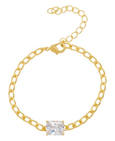 Браслет с цепочкой и изумрудно-ограненной цирконием 14K Gold Plated