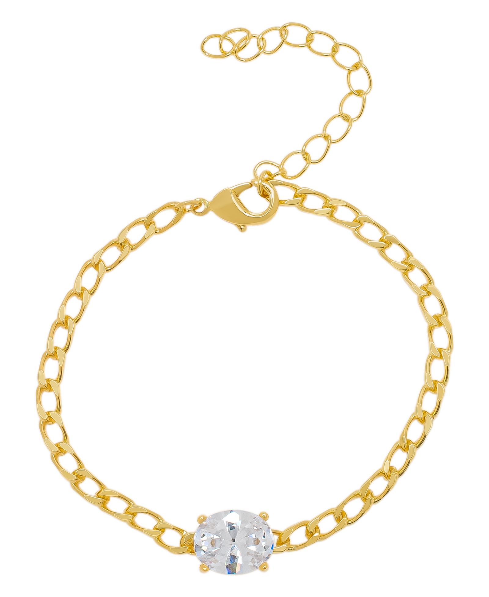 Macy's Cubic Zirconia Oval Chain Link Bracelet in 14K Gold Plated
