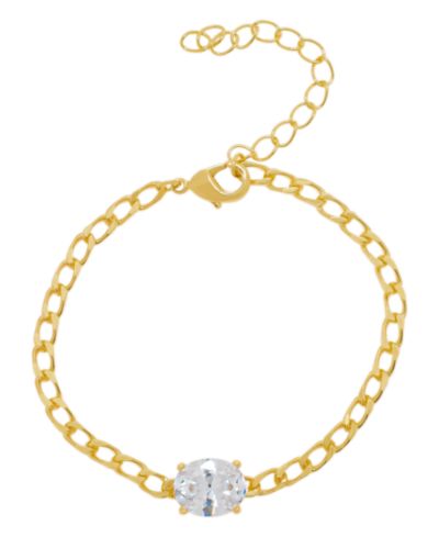 Macy's Браслет с овальными звеньями из кубического циркония, позолота 14K Gold