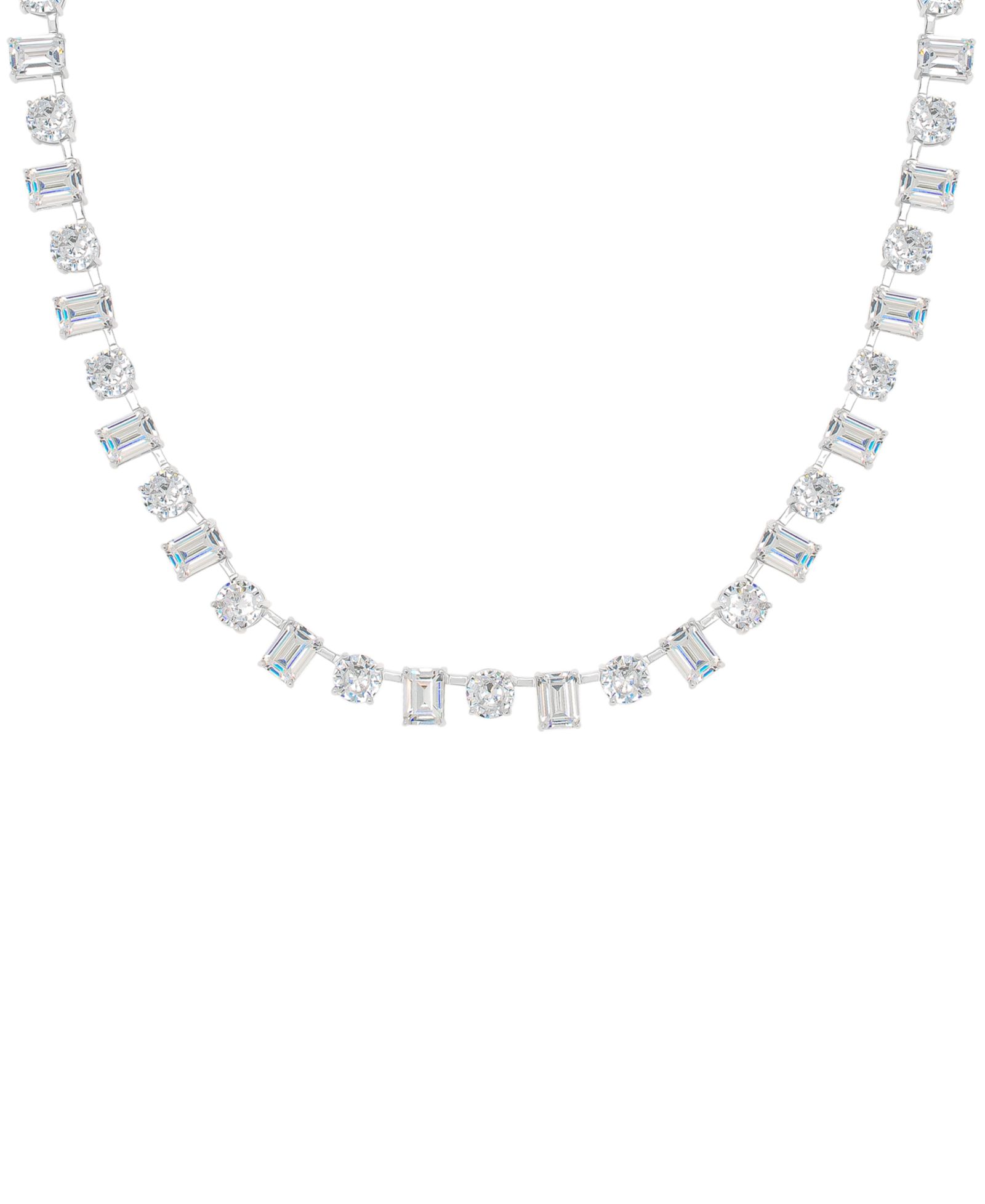 Ожерелье Macy's Cubic Zirconia Multi Shaped Tennis 18" в Fine Silver Plate
