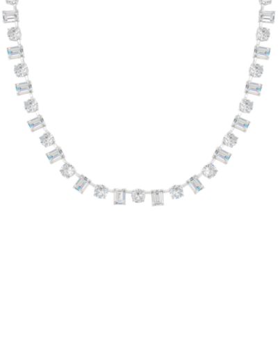 Ожерелье Macy's Cubic Zirconia Multi Shaped Tennis 18" в Fine Silver Plate