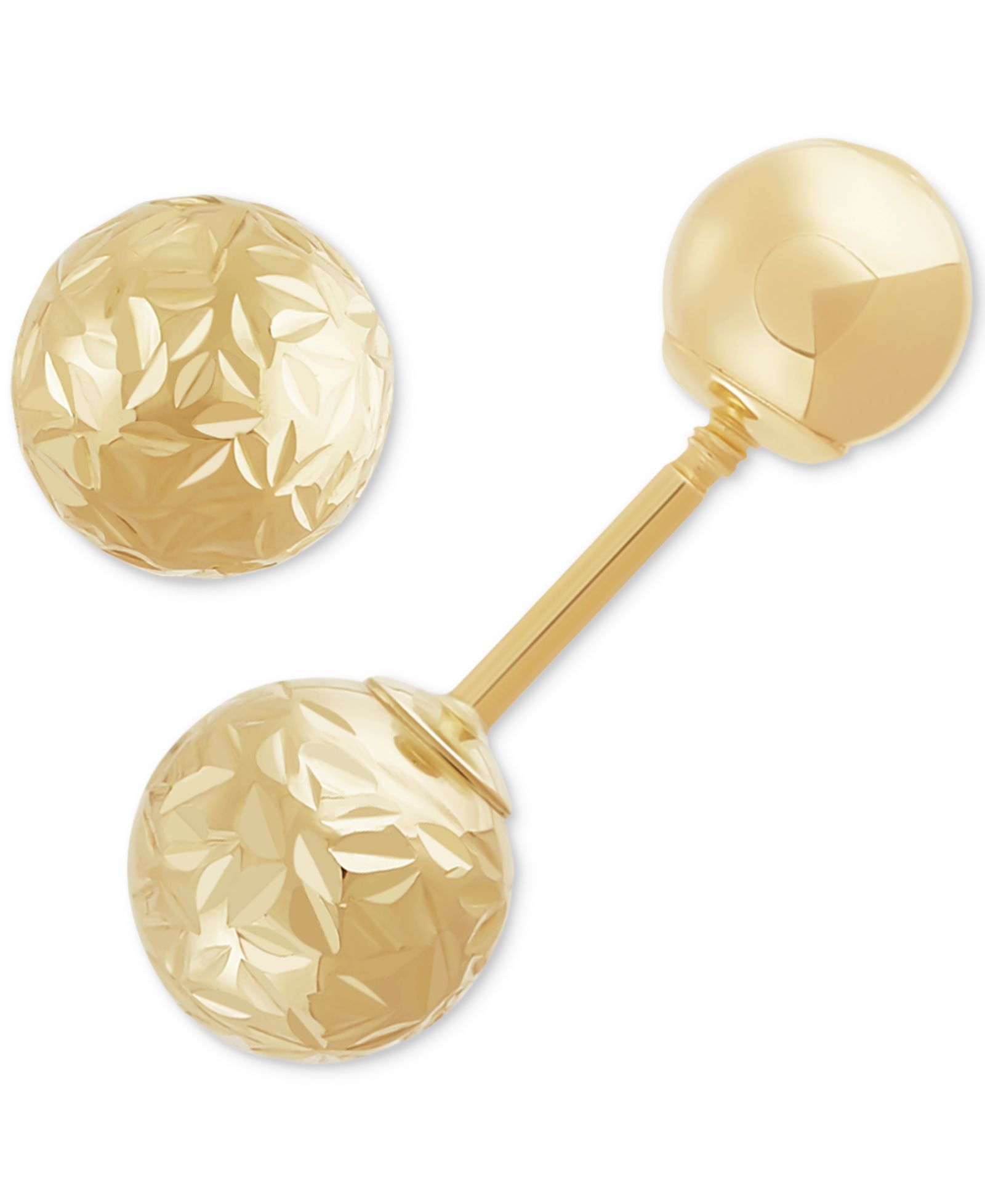 Серьги-гвоздики с полированным и текстурированным покрытием, 14k Gold