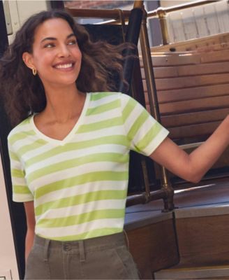 Ivory/apple green bold stripe