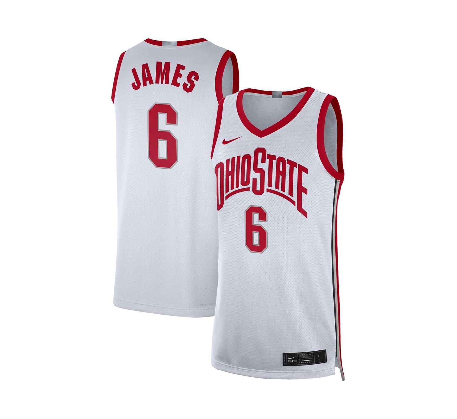 Men's Nike LeBron James White Ohio State Buckeyes Limited Basketball Jersey
