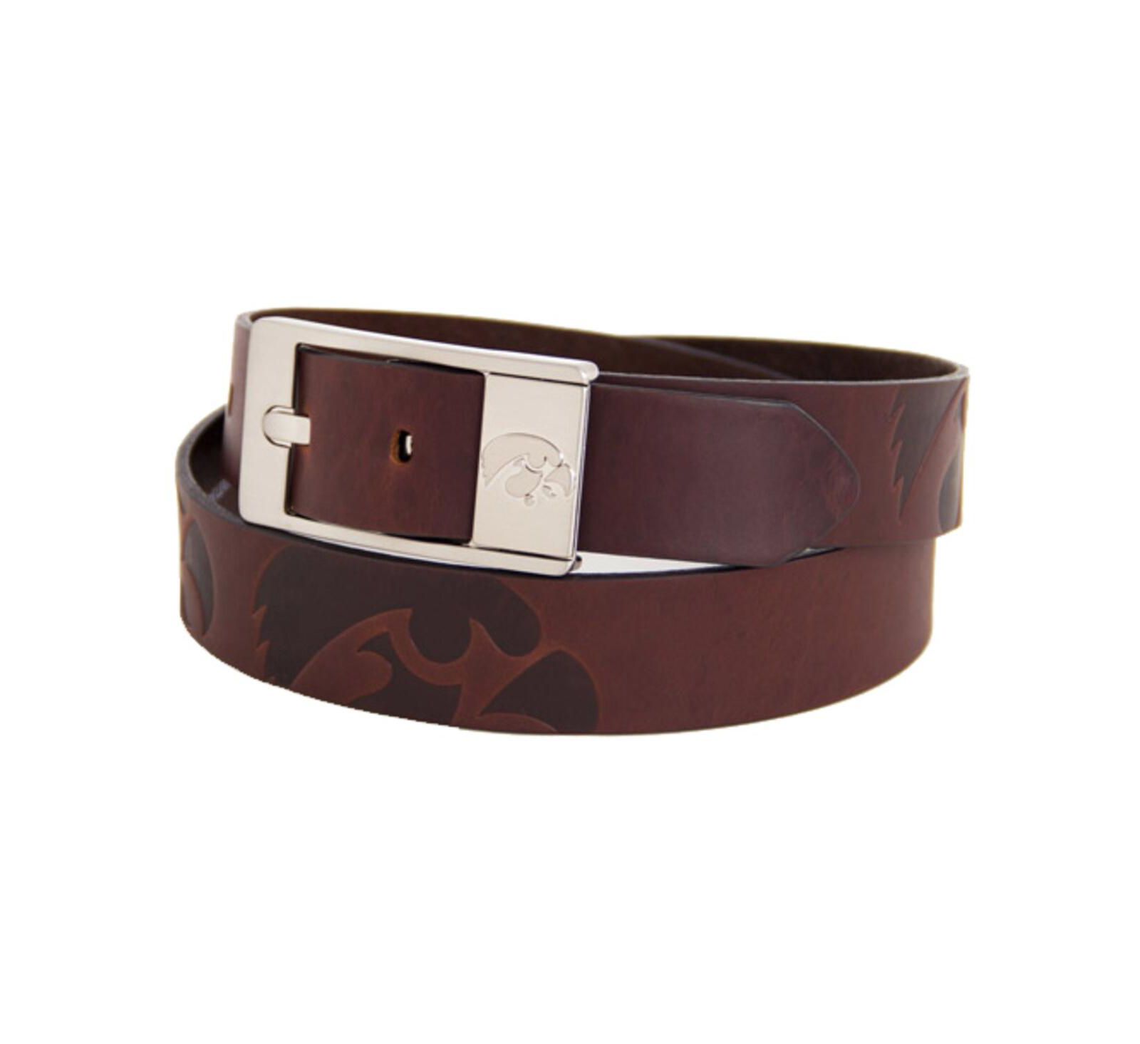 Men's Iowa Hawkeyes Brandish Leather Belt - Brown