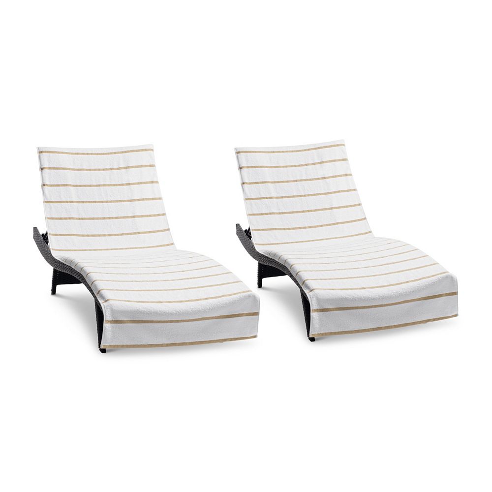 Arkwright Home Cotton Terry Lounge Chair Covers, 2-Pack, 30" x 85" with Pocket Design