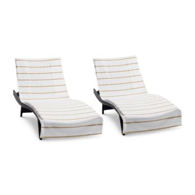 Arkwright Home Cotton Terry Lounge Chair Covers, 2-Pack, 30" x 85" with Pocket Design