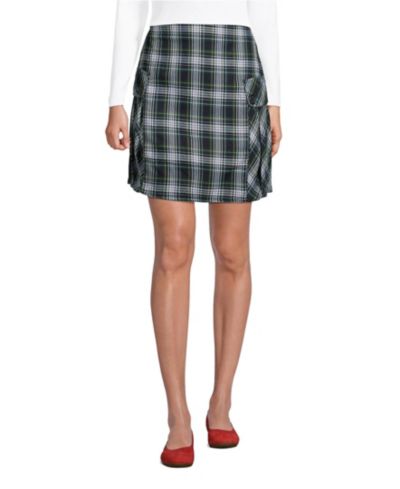 Lands' End Women's Side Pleat Plaid Skort Above the Knee