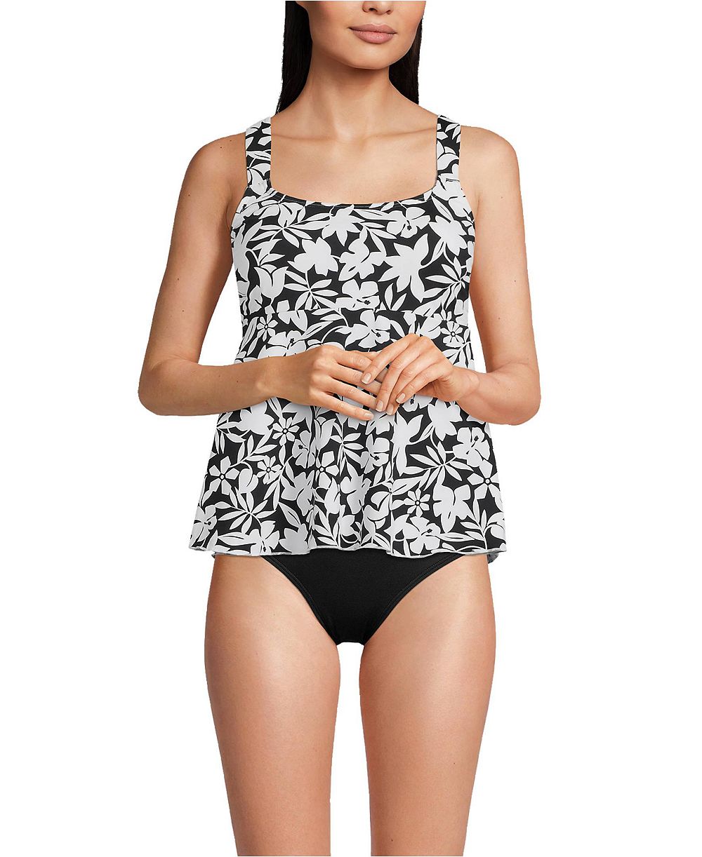 Женский топик-танкини Lands' End Long Adjustable Scoop Neck Flutter