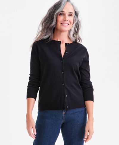 Style & Co Women's Crewneck Button-Down Cardigan Sweater, Created for Macy's