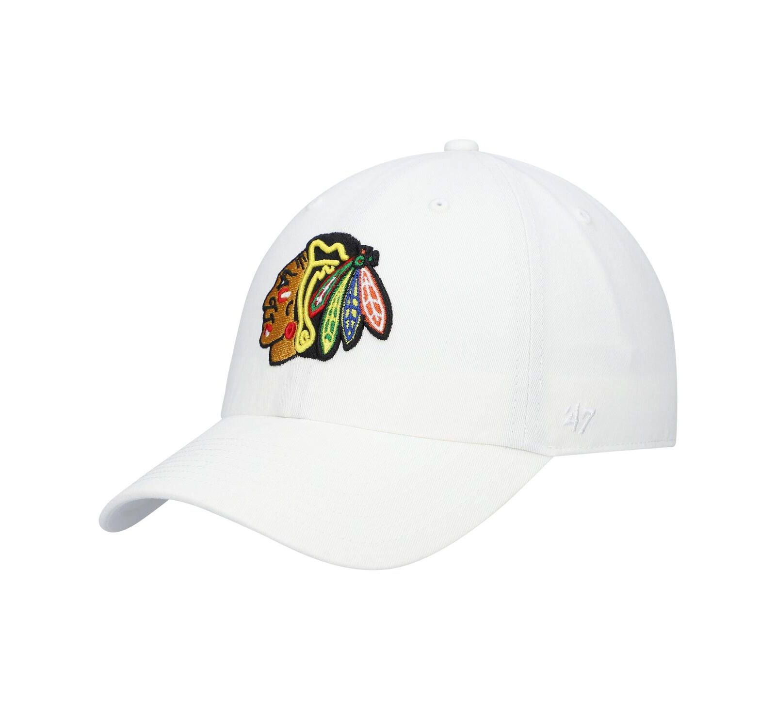 Мужская кепка '47 Brand White Chicago Blackhawks Team Clean Up Adjustable